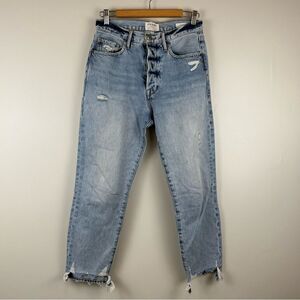 Frame Denim "Le Original" Button Fly Distressed Hi Waist Straight Jean Size 27